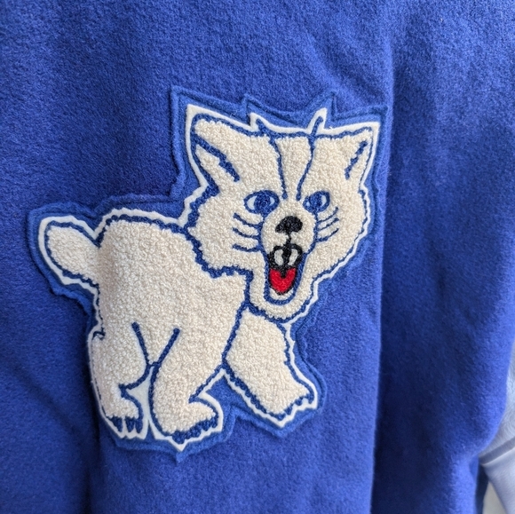 Vintage 1990 Letterman Wool Leather Varsity Jacket Track Wildcat Size 38 - Picture 5 of 8